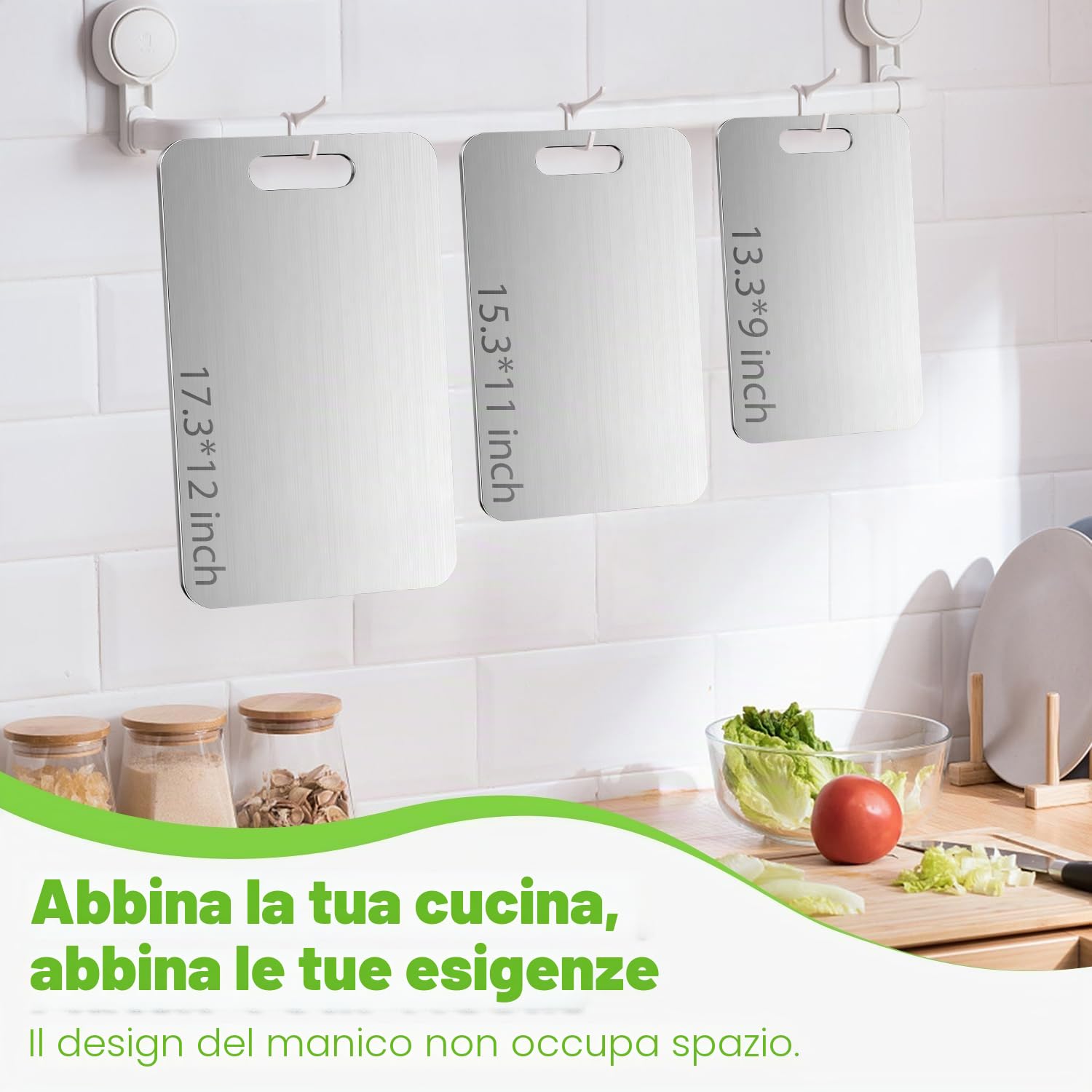 Tagliere in titanio double-face, 100% puro titanio, per cucina, per uso alimentare, antimacchia, durevole e facile da pulire (34 x 23 cm)