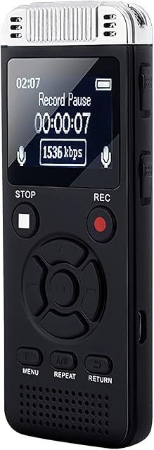Gravador de voz digital profissional, áudio HD 3072kbps, redução de ruído de microfone duplo, bateria longa, para palestra, entrevista, sala de aula, reunião. (8GB)