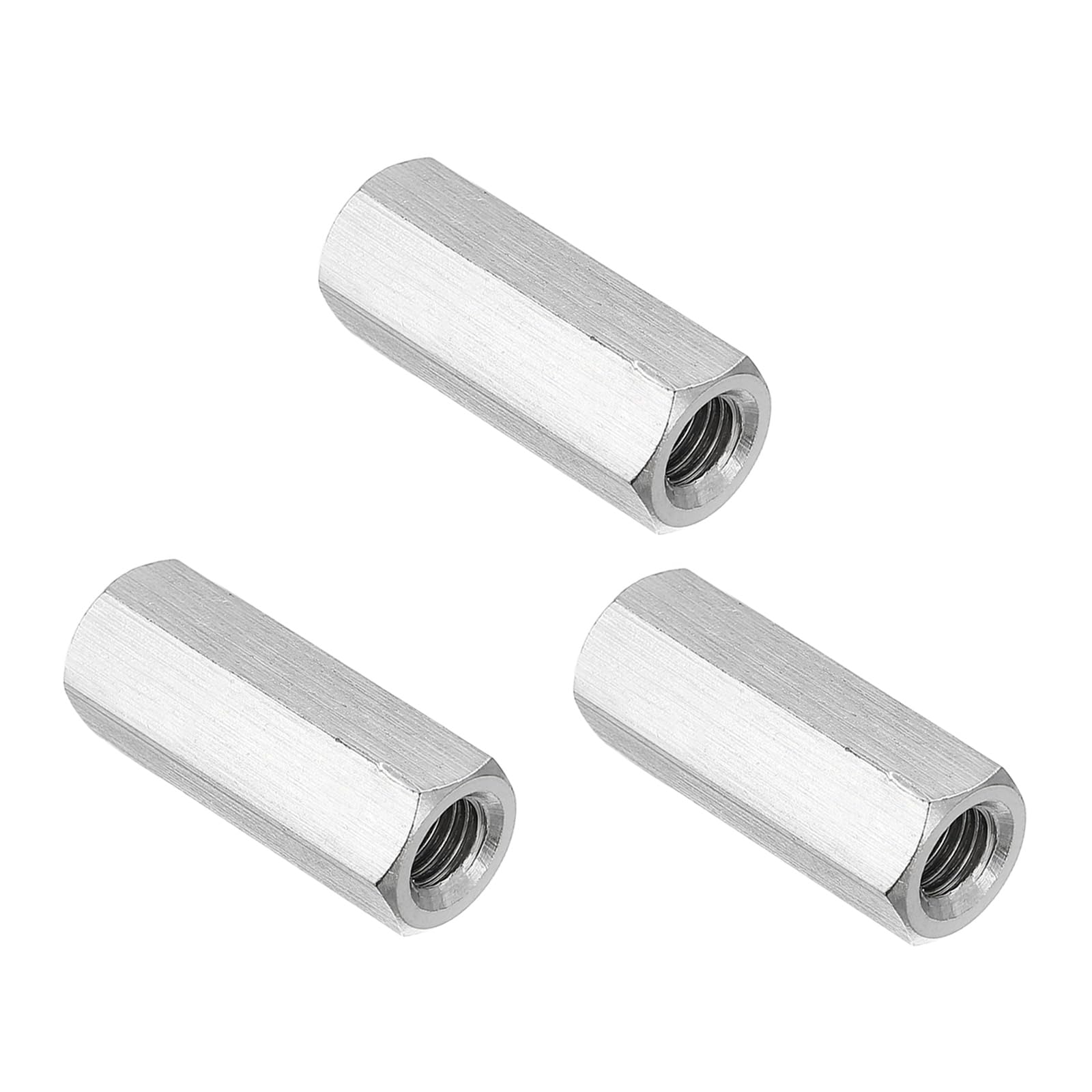 PATIKIL M8x1.25 Pitch 304 Stainless Steel Hex Coupling Nuts, 3 Pcs 35mm / 1.38" Length Coarse Fully Threaded Rod Coupling Nut Studding Connector Fasteners, Silver Tone — image 1
