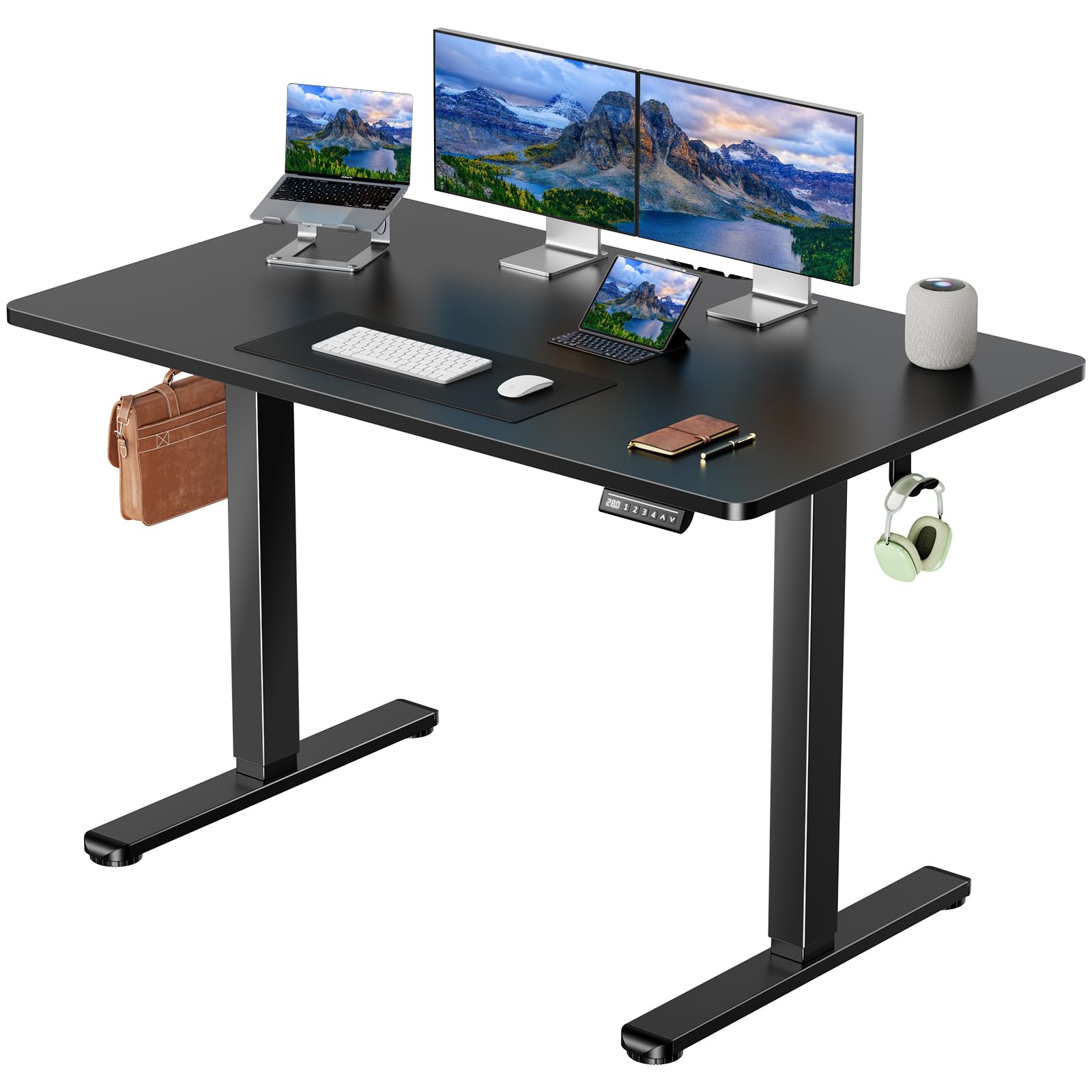 Marsail Electric Standing Desk with One-Whole Piece Desktop,48"x30" Height Adjustable Office Gaming Computer Deskwith Deeper Tabletop,Home Office Stand up Table with 4 Memory Presets,Deskfor Bedroom