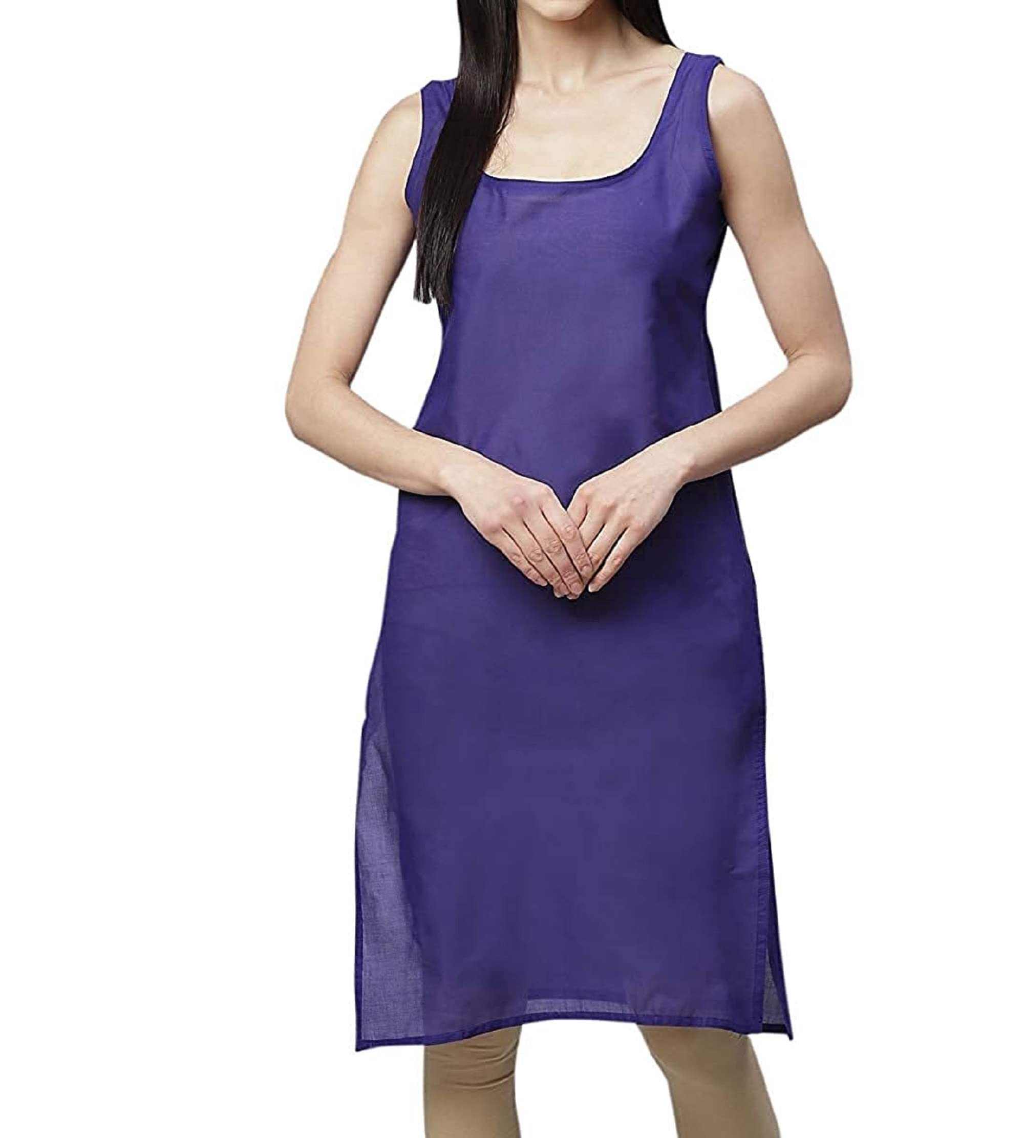 Blue Color Women Cotton Camisole Slips for Summer Wear,Women Inner Wear for Kurtis and Kurta Suits-image-47