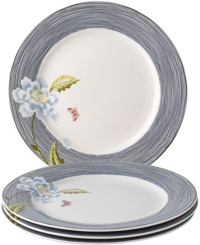 Laura-Ashley-Heritage-Midnight-Pinstripe-10-Dinner-Plate-Set-in-Giftbox-Porcelain-Dining-Plates-Microwave-Safe-Ceramic-Dinnerware-FloralNavy Laura Ashley Heritage Midnight Pinstripe 10 Dinner Plate Set in Giftbox Porcelain Dining Plates Microwave Safe Ceramic Dinnerware FloralNavy