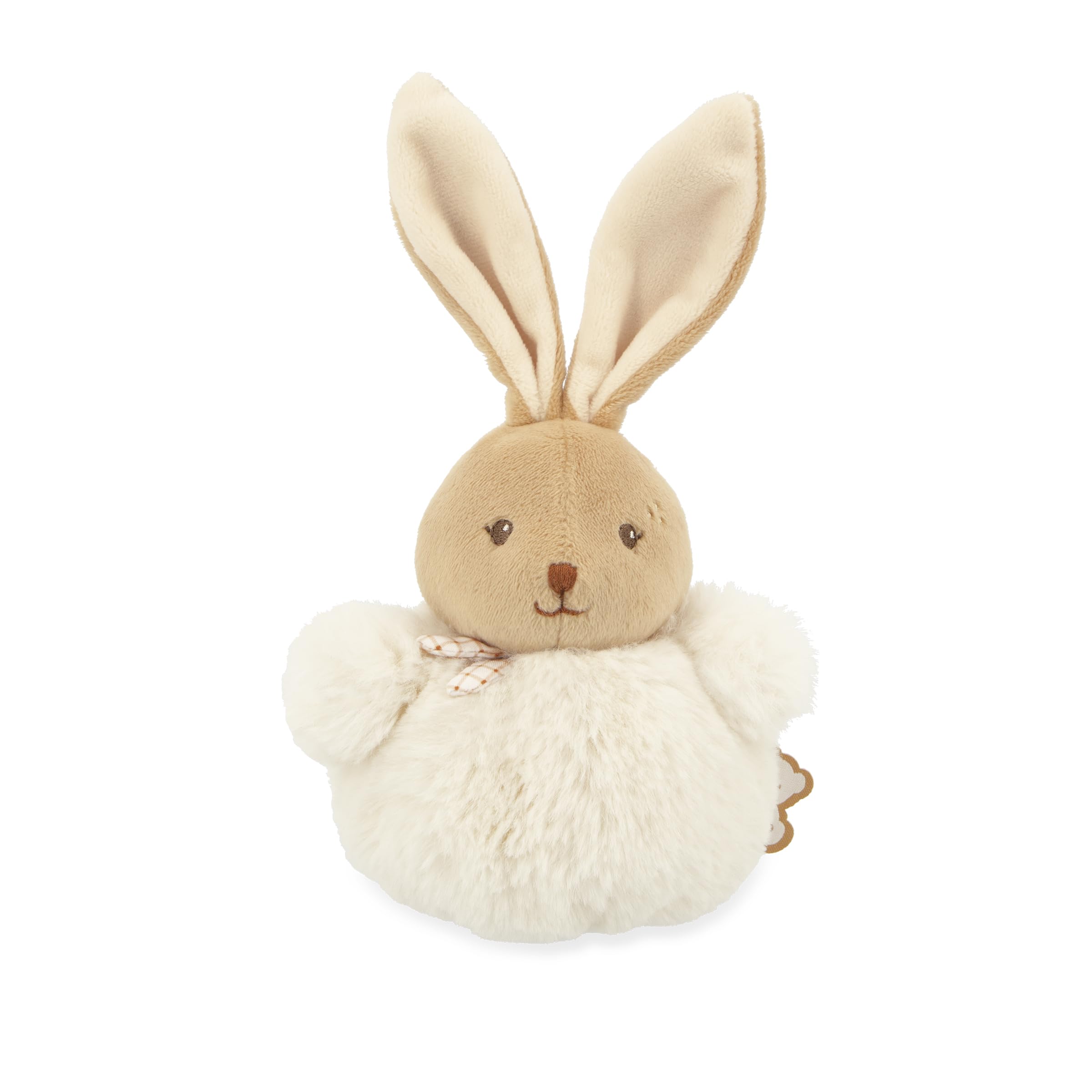 Kaloo - Pompon Rabbit Plush Toy β Soft Companion for Babies from Birth β 90% Recycled Materials β Machine Washable β Baby Gift with Ties and Checkered Scarf - K214023