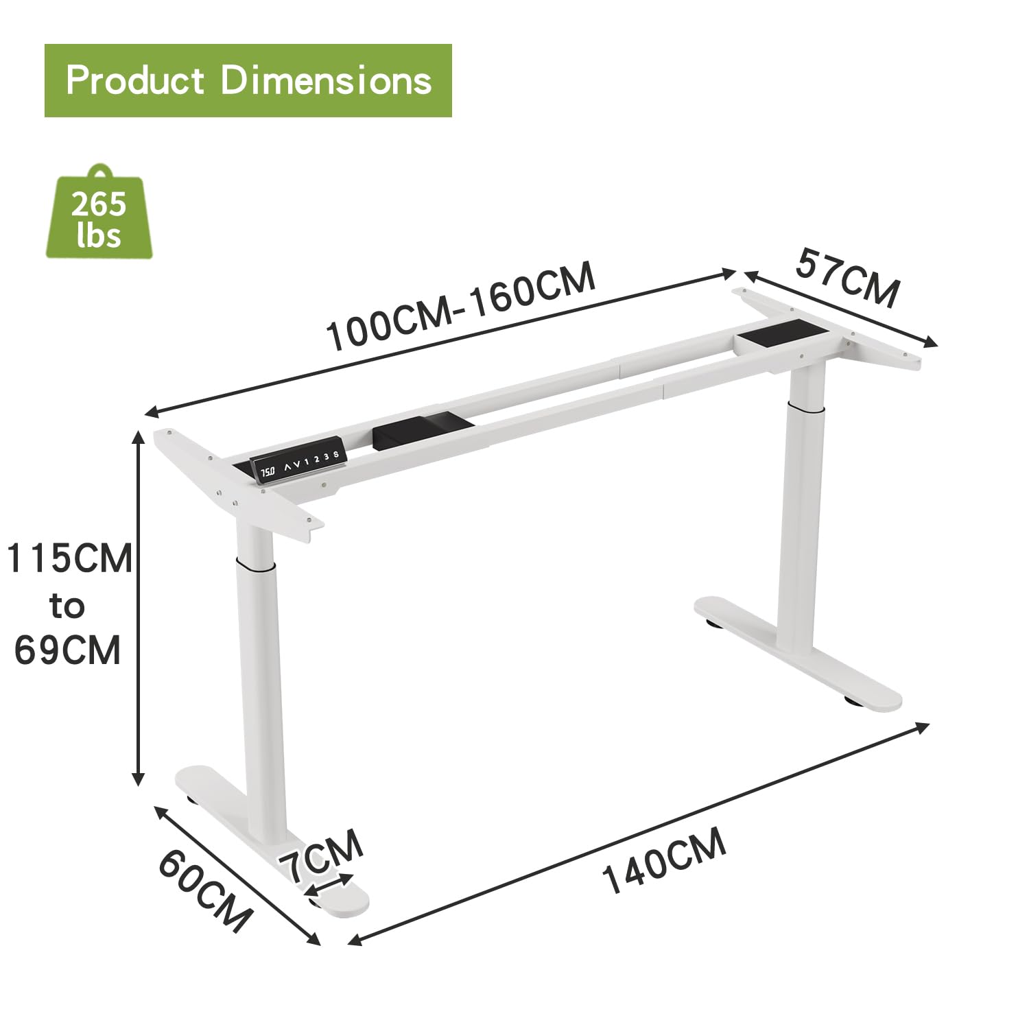Radlove Supporto per Scrivania a Doppio Motore Regolabile in Altezza, Supporto da Tavolo Regolabile, Gambe per Scrivania da 120 a 178 cm con 4 Controlli di Memoria (Bianco + Gambe Cilindriche)