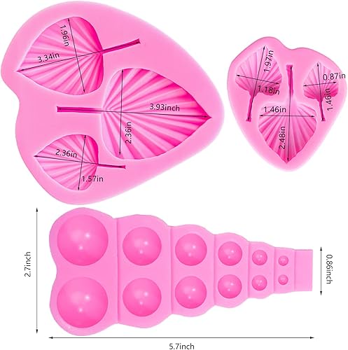 Miniatura 7 de Paquete de 3 moldes de silicona de hojas de abanico molde de fondant de perlas 3D molde de hojas de palma molde de hojas de chocolate fondant molde