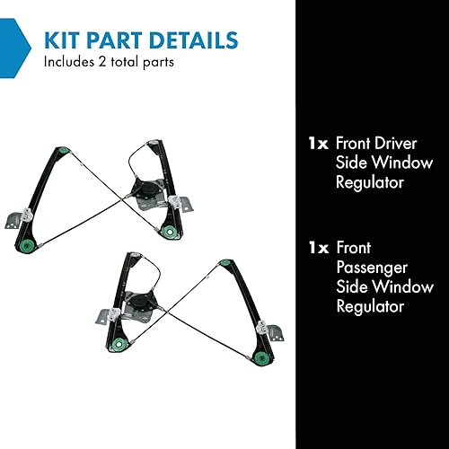 Miniatura 425 de TRQ Juego de elevalunas manual para el lado del conductor y del pasajero compatible con Chevrolet Tracker 1998 1989-1997 Geo 1989-1998 Suzuki