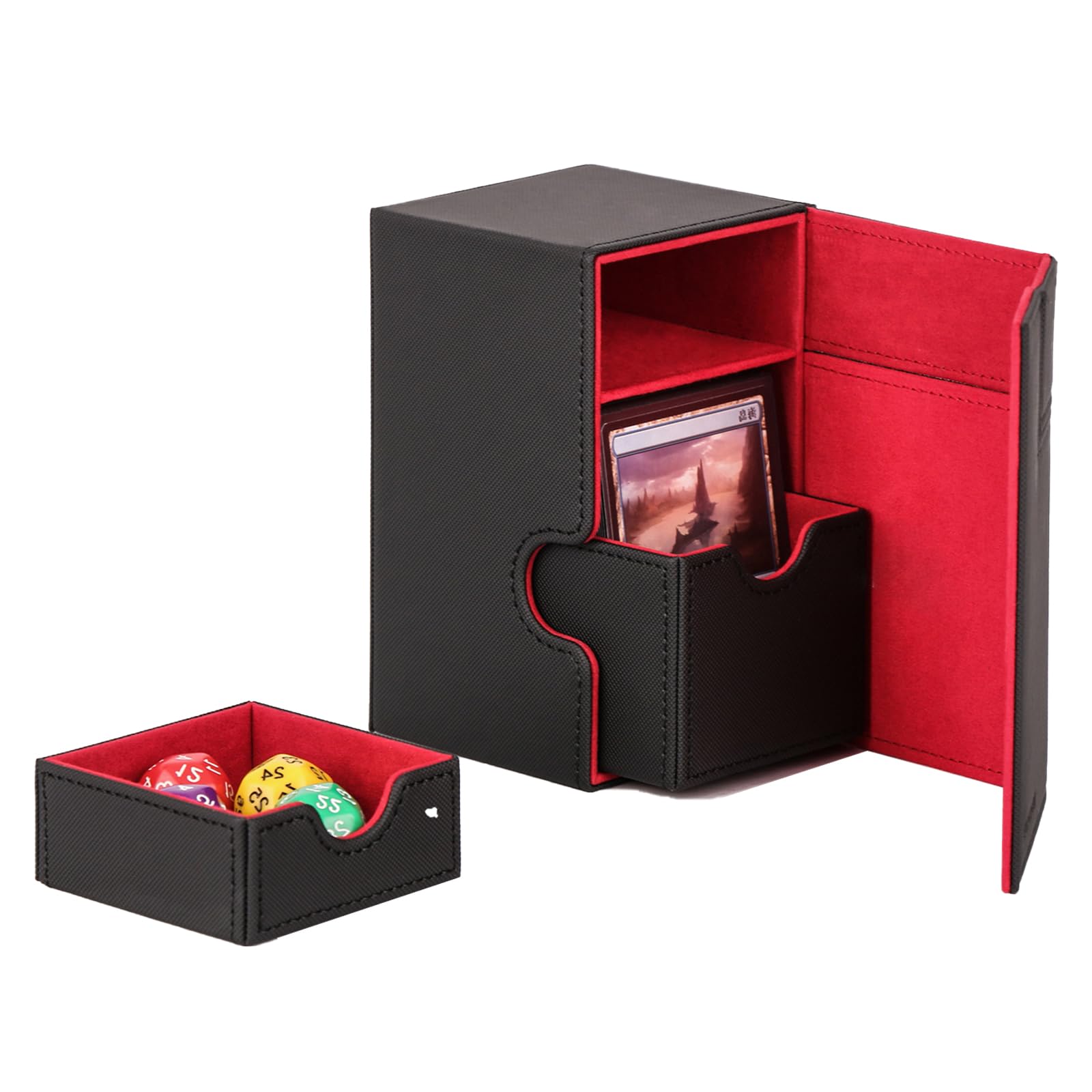 SueaLe Spielkarten Deck Karten Aufbewahrungsbox Für Spielkarten Aufbewahrung PU Leder Deck Karten Box Karten Deck Hülle Karten Box Sammelkarten Aufbewahrungsbox Spielzeug