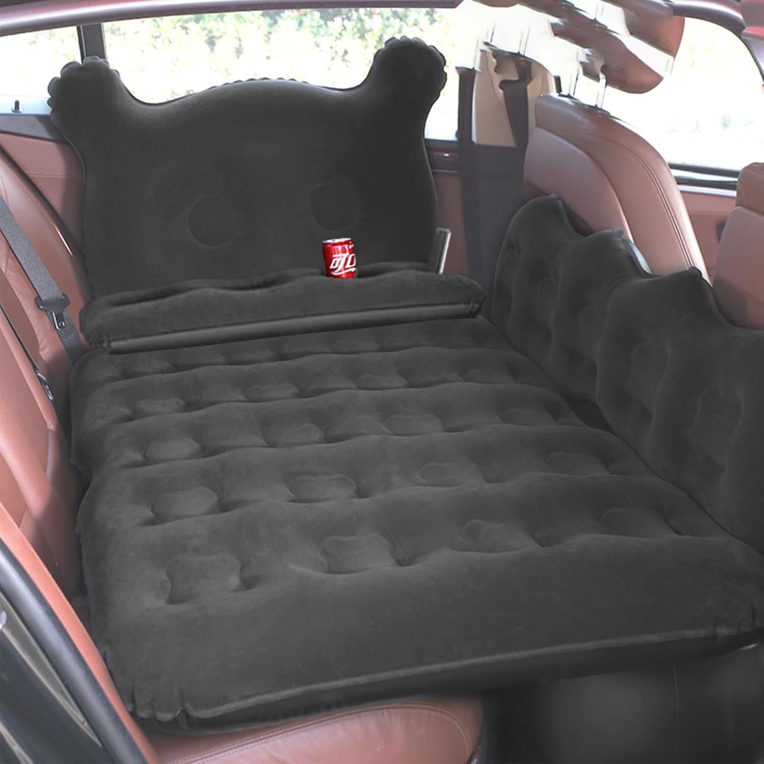 Oshotto Designer Thickend Car Travel Camping Portable Bed Air Mattress with Pillow, Car Air Pump Compatible with Mahindra Thar Roxx (Black)-image-37