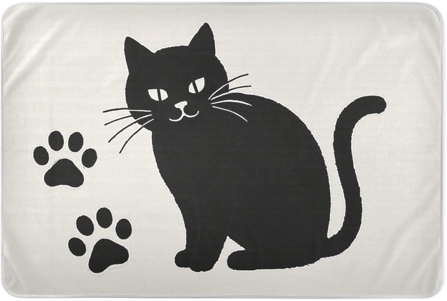Cartoon Minimalist Black Cat Pawprint Extra Large Resuable Baby Bed Pad Soft Absorbent Flat Crib Pads Machine Washable Pad Liner for Baby Boys Girls , 52" L x 34" W