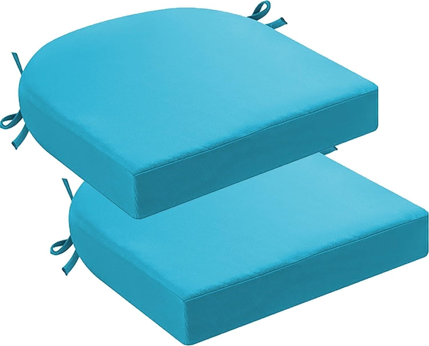 Tapis de chaise terrasse imperméable lot de 2 coussins de jardin bleu lac 43x43x5cm
