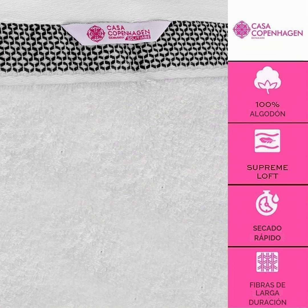 Casa Copenhagen Juego de 6 Toallas de baño 600 gsm, Blanco | Solitaire 100% algodón egipcio puro para baño, cocina y ducha: 2 toallas baño, 2 de mano, 2 paños (set regalo mujer y hombre)