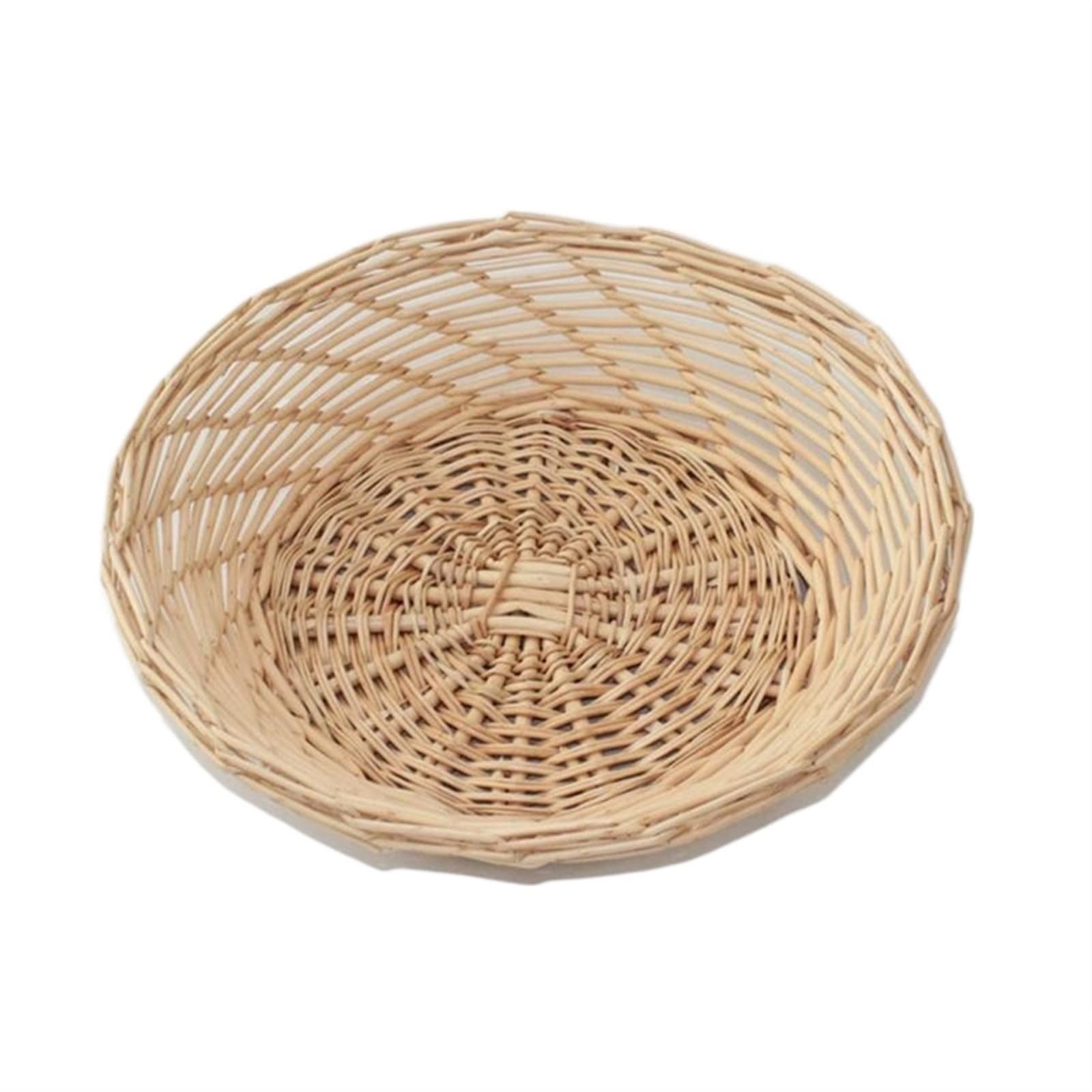 CHAKEUZND Woven Handmade Gift Baskets, 2 Pcs Wicker Fruit Baskets Bread Steamed Bun Baskets Kitchen Organizer