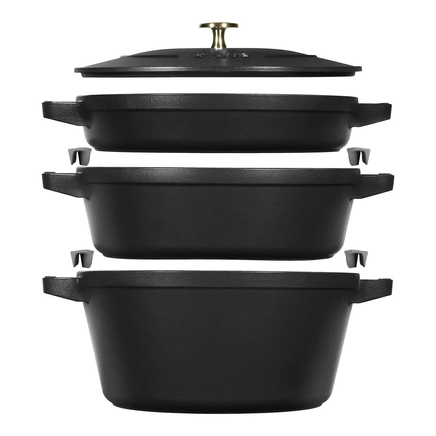 STAUB La Cocotte - Juego de cacerolas (3 piezas, hierro fundido), color negro
