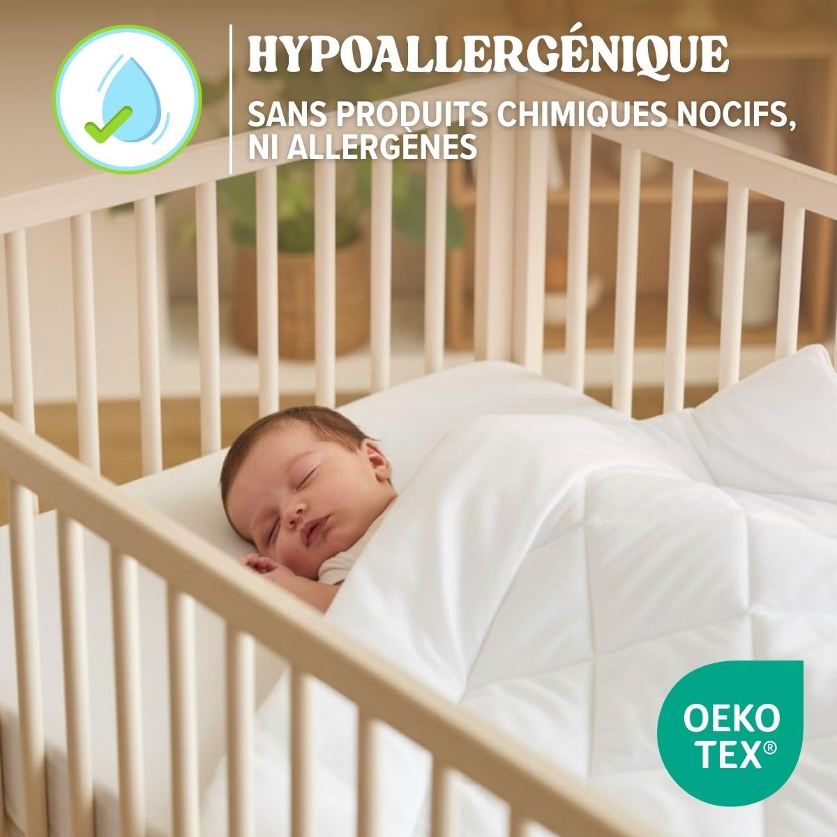 DREAMWAY Couette Bébé 300gr/m2 – Enfant – 100x135 cm | Pour Lit Bebé 70x140 cm – Anti Acariens – 100% Microfibre Douce – Certifié Oeko-TEX – Couverture bébé pour Toutes Saisons