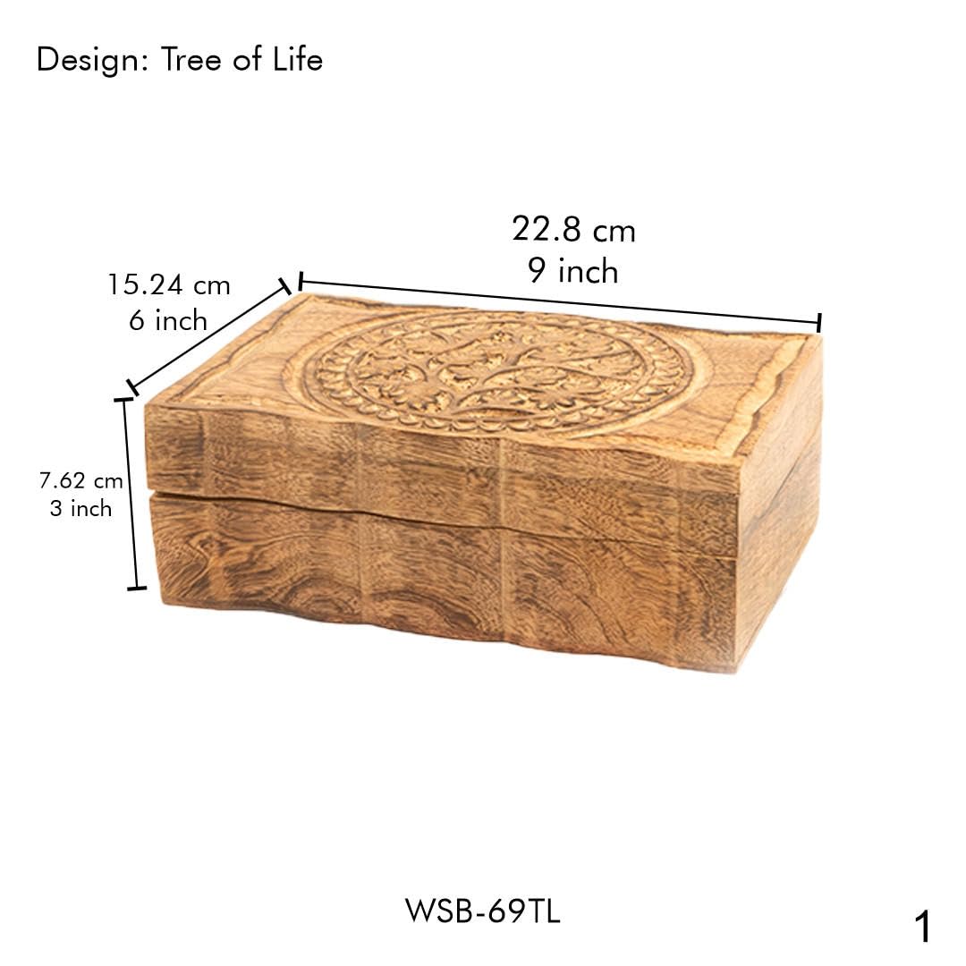Vrinda® Wooden Hand carved Tree of Life Box 9 inch x 6 inch. by vrinda 4