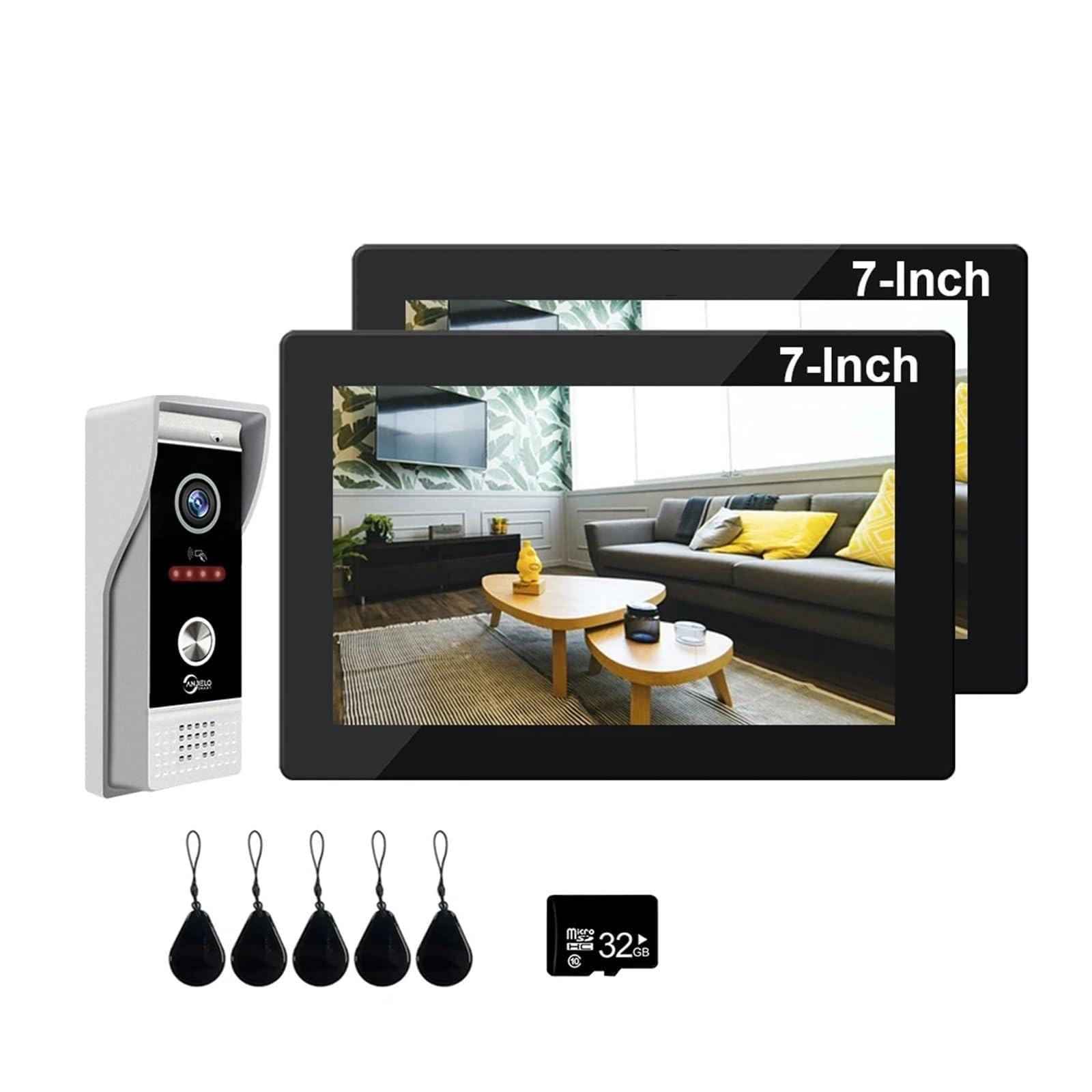 Sonnette vidéo contre les intrusions avec double moniteur intérieur et accès Wi-Fi