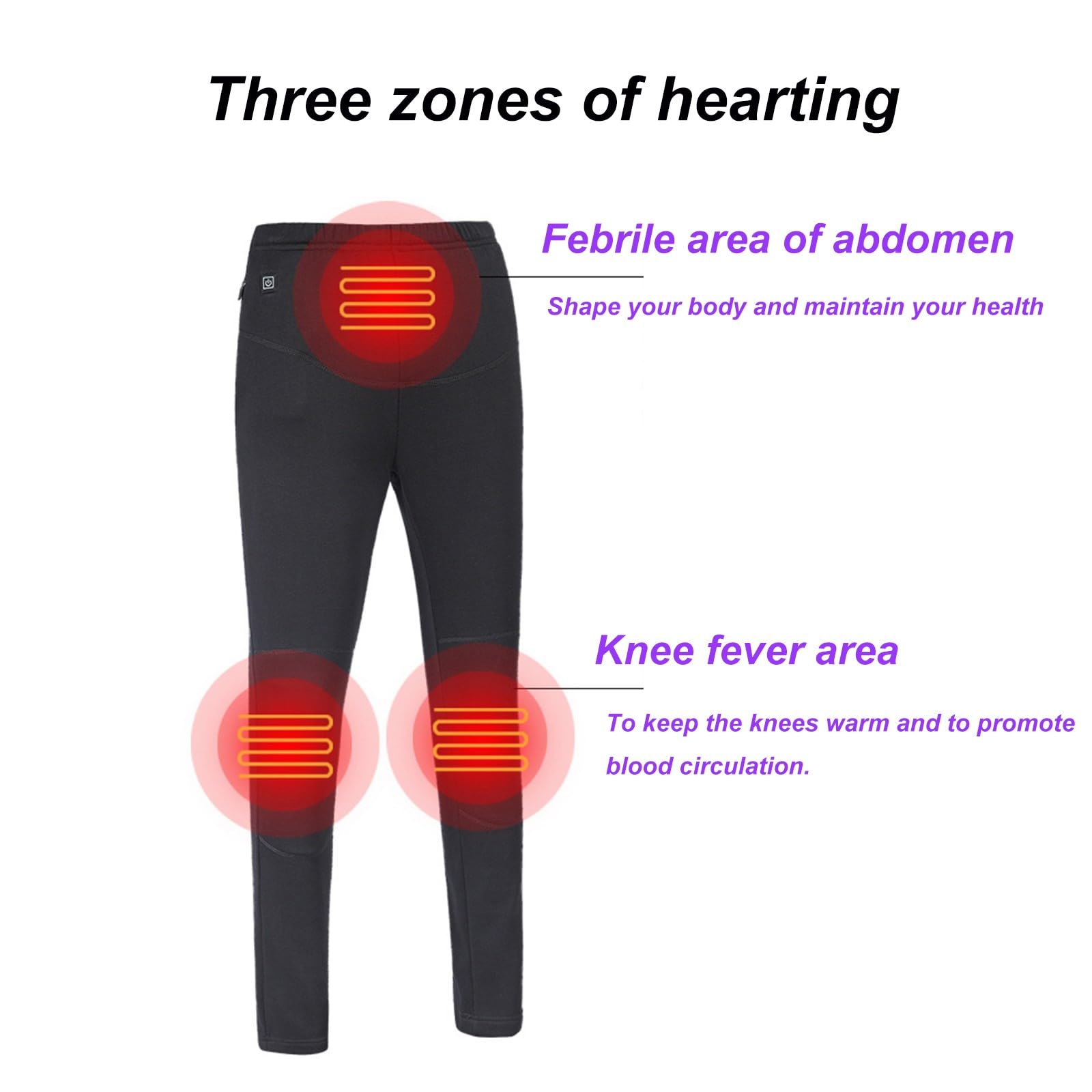 Generisch Sous-vêtements thermiques pour femme - Pantalon long ultra doux avec poche - Legging chaud pour l'hiver - Coupe ajustée avec fonction chauffante USB