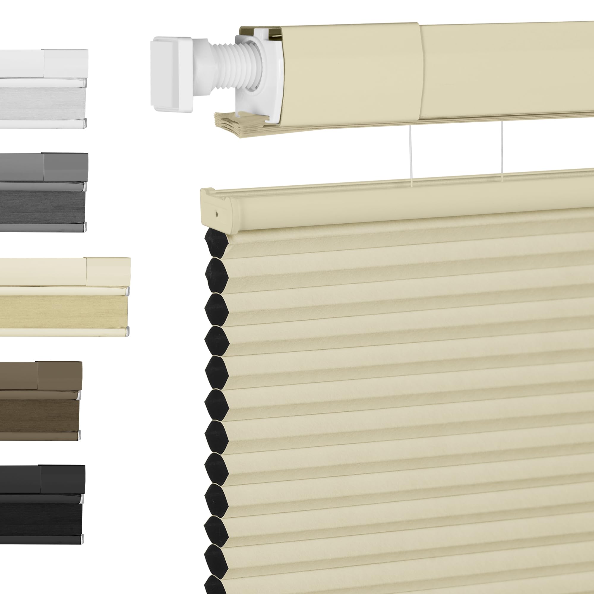 BERISSA Top Down Bottom Up Cordless Cellular Shades No Tools No Drill Blinds for Windows Shades for Indoor Windows Easy to Install,50" W x 52" H ?100%