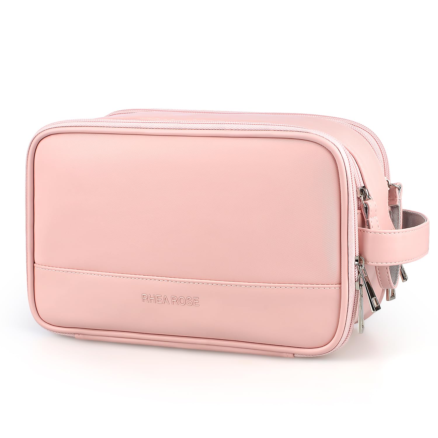 Rhea Rose Toiletry Bag for Women, Makeup Travel Bag Organizer, Large Bathroom Cosmetic bag, Traveling Dopp Kit Accessories Shower Bag, Pink