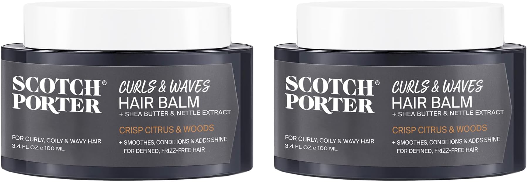Scotch PorterSmoothing Hair Balm for Men | Instantly Controls, Moisturizes, Defines & Adds Shine | Non-Toxic Ingredients, Free of Parabens, Sulfates & Silicones | Vegan | 3.4oz - 2 Pack