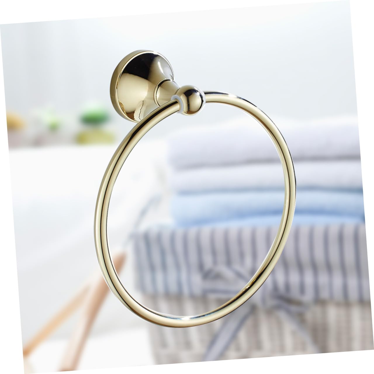 Anello Porta Asciugamano Rotondo in Ottone Placcato Oro | Finitura Anticata Spazzolata, per Casa e Scuola, Stile Elegante e Semplice