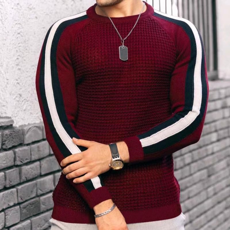 Men Long Sleeve Knitted Crewneck Basic Tops Pullover Sweatshirts S-3XL2