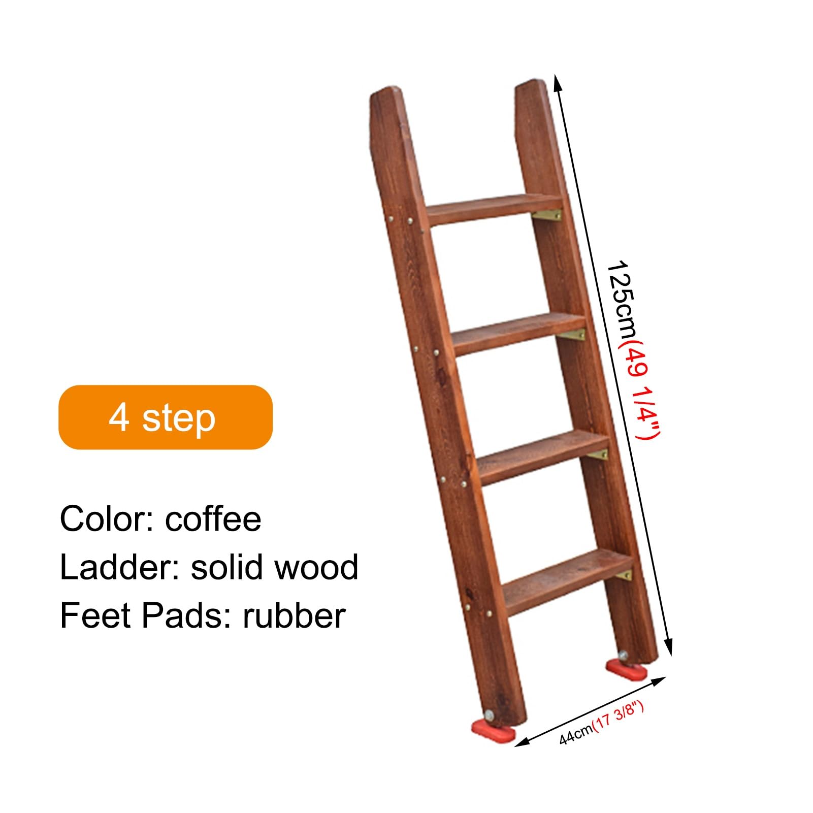 Drewniana drabina boczna, stojąca drabina na łóżko piętrowe z antypoślizgowymi gumowymi podkładkami pod stopy, wielofunkcyjna drabina loft, 149/150 cm wysokości