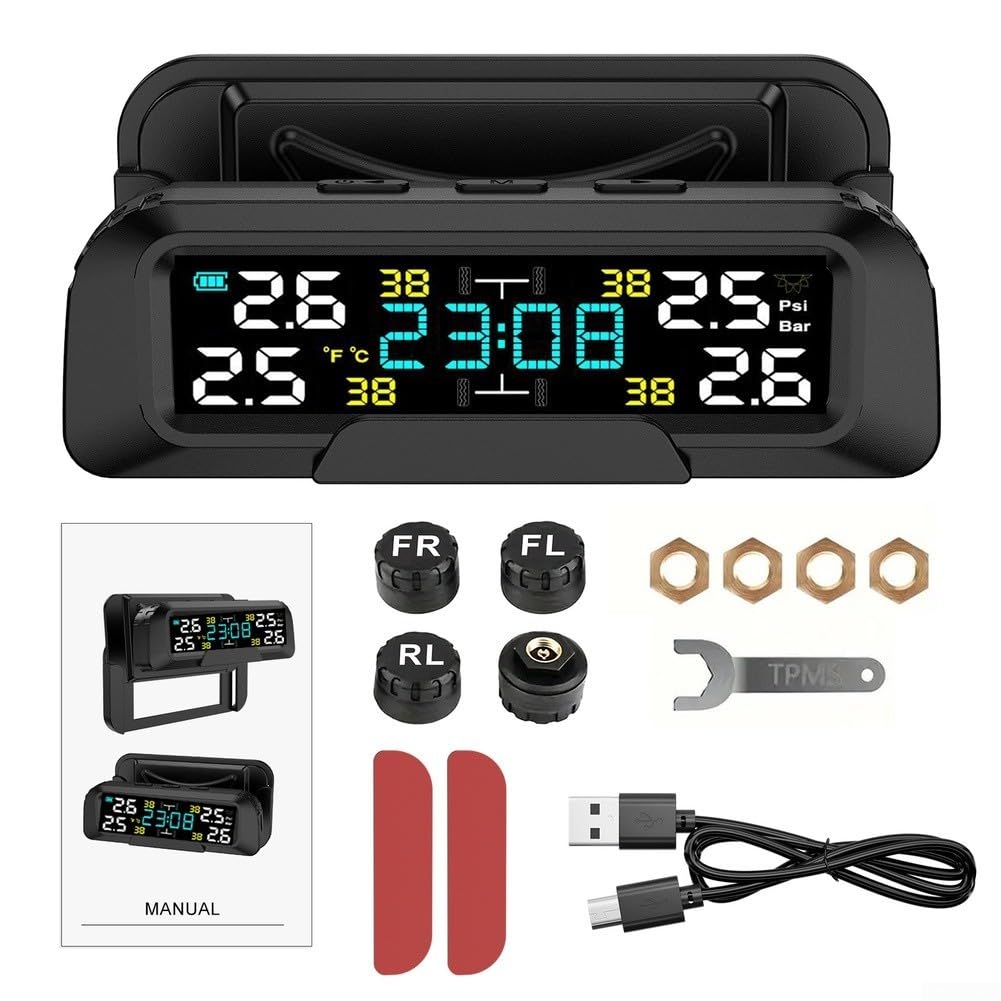Solarbetriebenes für tpms Display für usb-c Ladung 4 Räder Solarbetriebenes(Built-in)