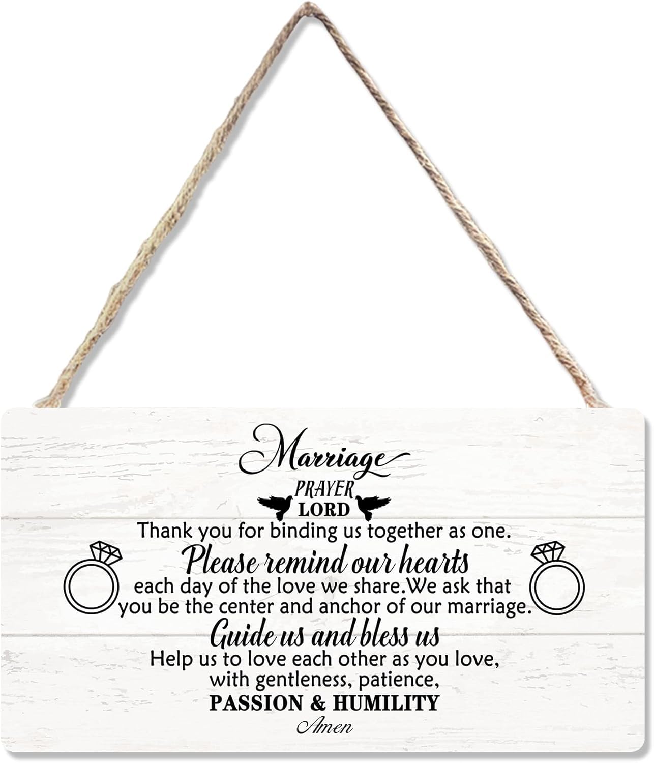 Maxsafe Marriage Prayer Wood With Sticker Hanging Sign, Christian Marriage Blessing Wedding Accessories for Reception Wall Decor, Wedding Gift for Church Home Door Decor 12 x 6 Inch