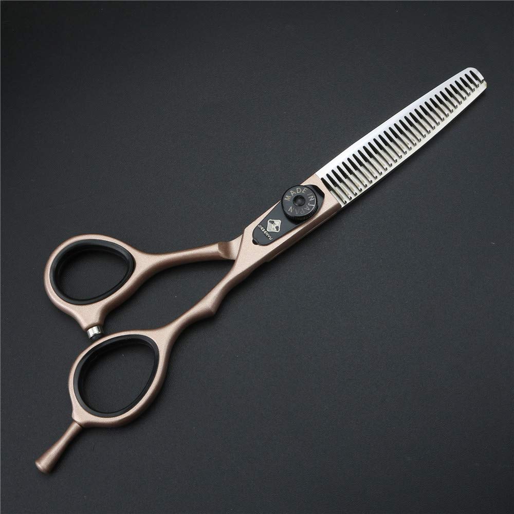 JIESENYU Tijeras de peluquería de 6 pulgadas, oro rosa, tijeras de pelo de letras negras de tornillo de peluquería profesional juego de tijeras de peluquería