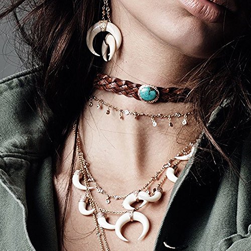 Preisvergleich Produktbild FXmimior Synthetische Türkis-Kropfband Braun handgefertigt Halskette Bohemian Frauen Mädchen Zubehör