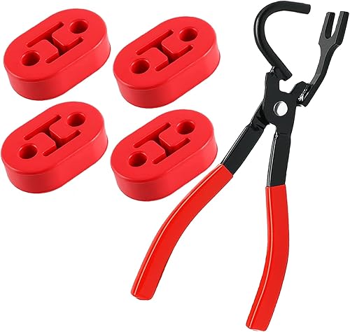Juego de 5 alicates para suspensión de escape y 2 agujeros, kit de goma universal para extracción de colgadores de escape (rojo)