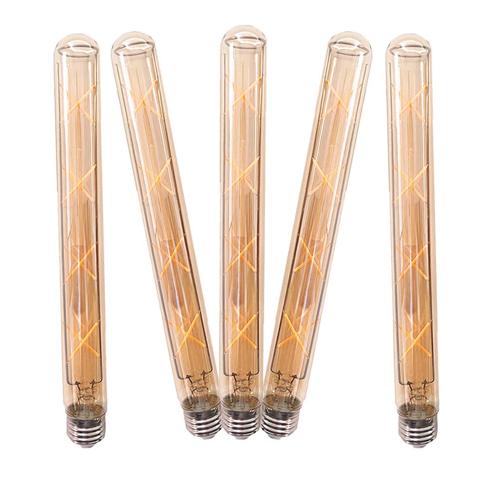 E27 8W T30-300 lange Röhren Edison LED Birne, Weinlese-Birnen-E27 LED-Glühlampe antike Art Retro Braunglas Schraube Lampe, 680lm, Nicht Dimmble Warm White 2700k (5 Stück)