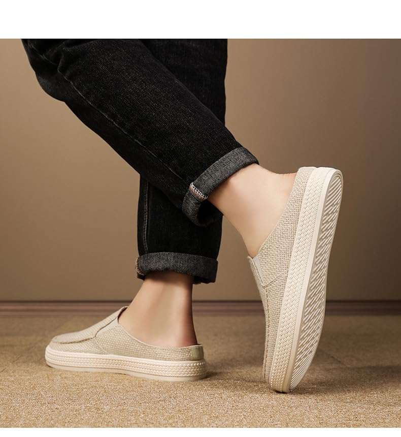 Men’s Summer Slip‑On Loafers,Mesh Half‑Mules with Arch Support, Breathable Soft Sole Driving Shoes for Boating, Beach3