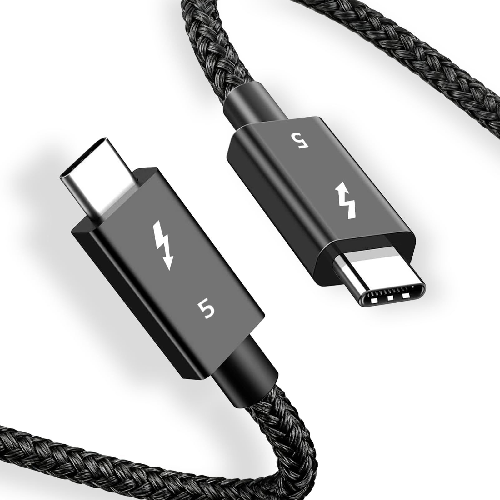 RUIZHI Thunderbolt 5 Kabel, USB4 V2.0 mit 80 Gbit/s Datentransfer, PD 3.1 Schnellladung bis 240 W, 4K/8K Auflösung, kompatibel mit Thunderbolt 4 und 3, geeignet für MacBook, Pad, Phone,Geflecht 2.0m