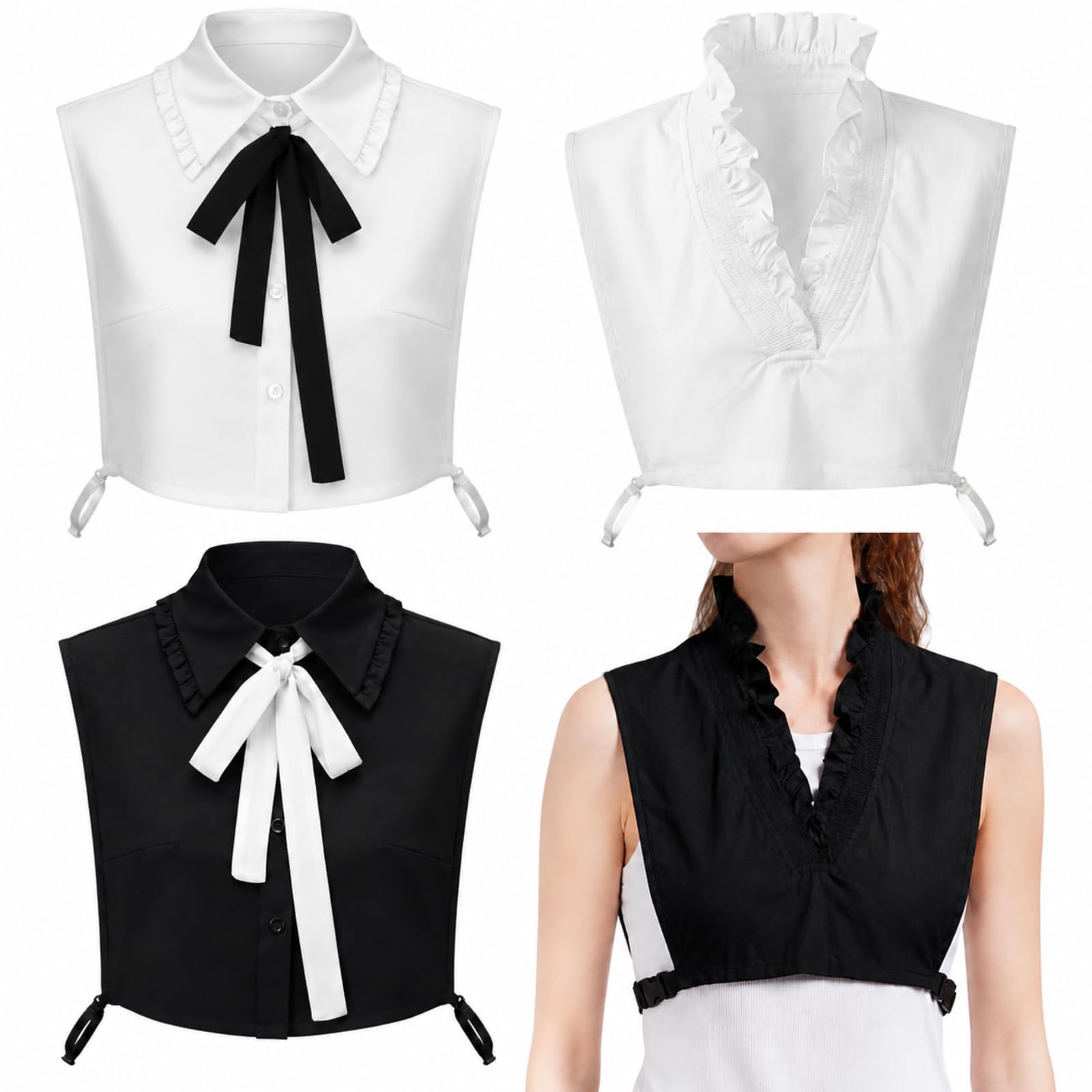 4 Pcs Fake Collar Detachable Lace V Neck