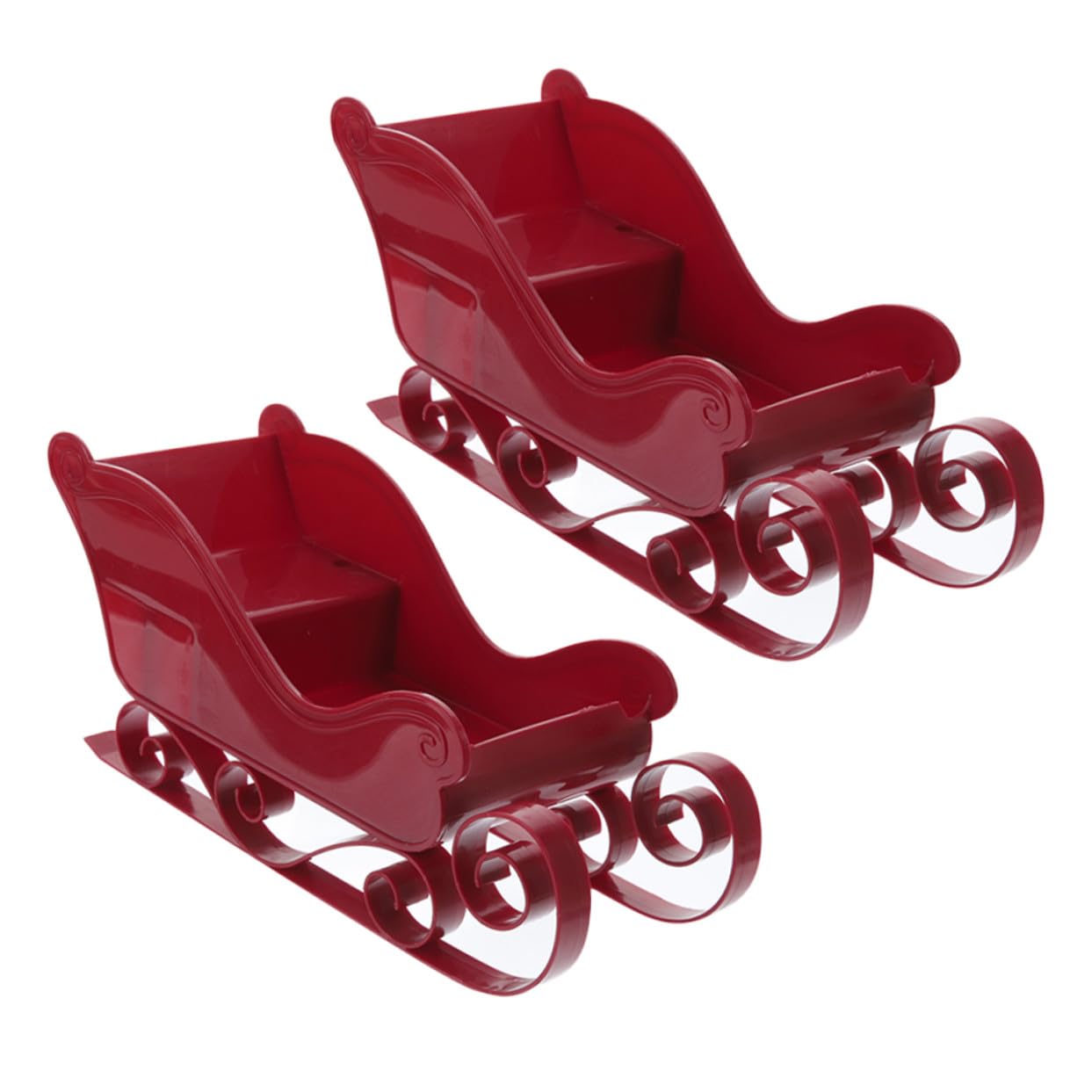SOLUSTRE 2 Stück Rote Metall Santa Schlitten Dekoration Detaillierter Weihnachts Schlitten als Tisch Deko und Candy Dish Robuste Weihnachtsdeko für Zuhause Büro Vielseitige Festliche