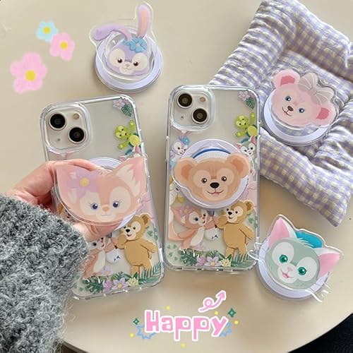 Magsafe対応 薄型スマホグリップスタンド リーナベル ステラルー ダッフィー ディズニー シェリーメイ ジェラトーニ キャラクター 強力磁力付き 落下防止 iPhone 15 & 14 & 13 & 12シリーズ背面用 MagSafeアクセサリー用マグネット式 スマートフォンホルダー