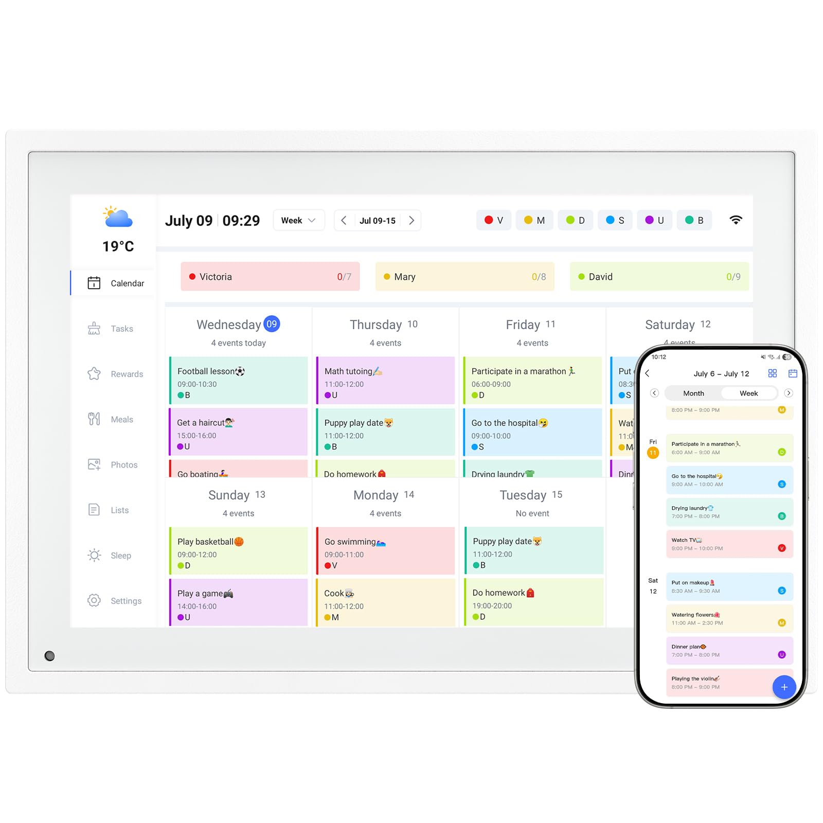 TABWEE P10 WIFI Digitaler Kalender, Digitaler Familienplaner, Bilderrahmen