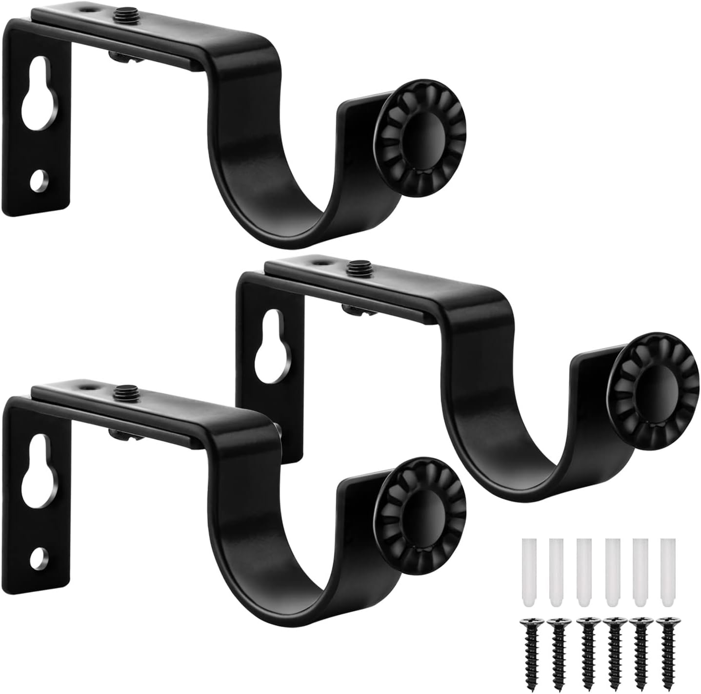 Curtain Rod Bracket, Adjustable Heavy Duty Curtain Rod Holders Black Curtain Rod