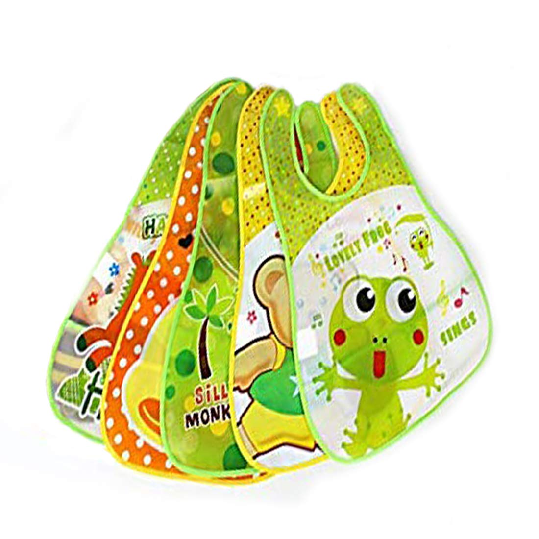 FOK 5 Pc Plastic Waterproof Stylish Printed Baby Bib - Random Color-image-42