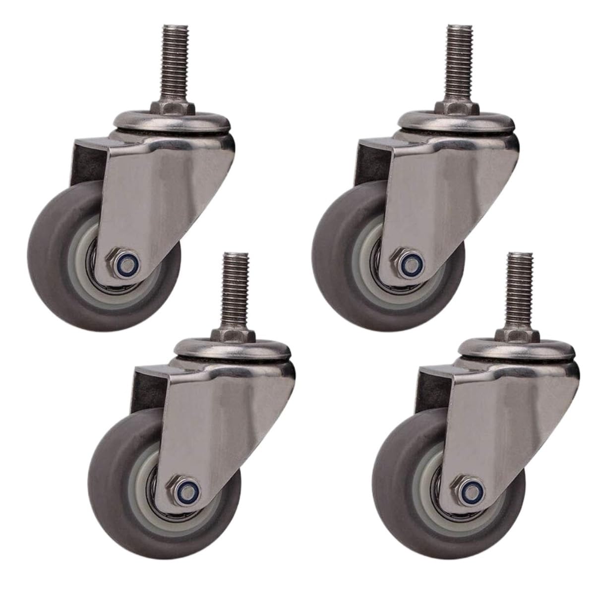 Roulettes en acier inoxydable robustes et durables avec tige filetée 5,1 cm - 6