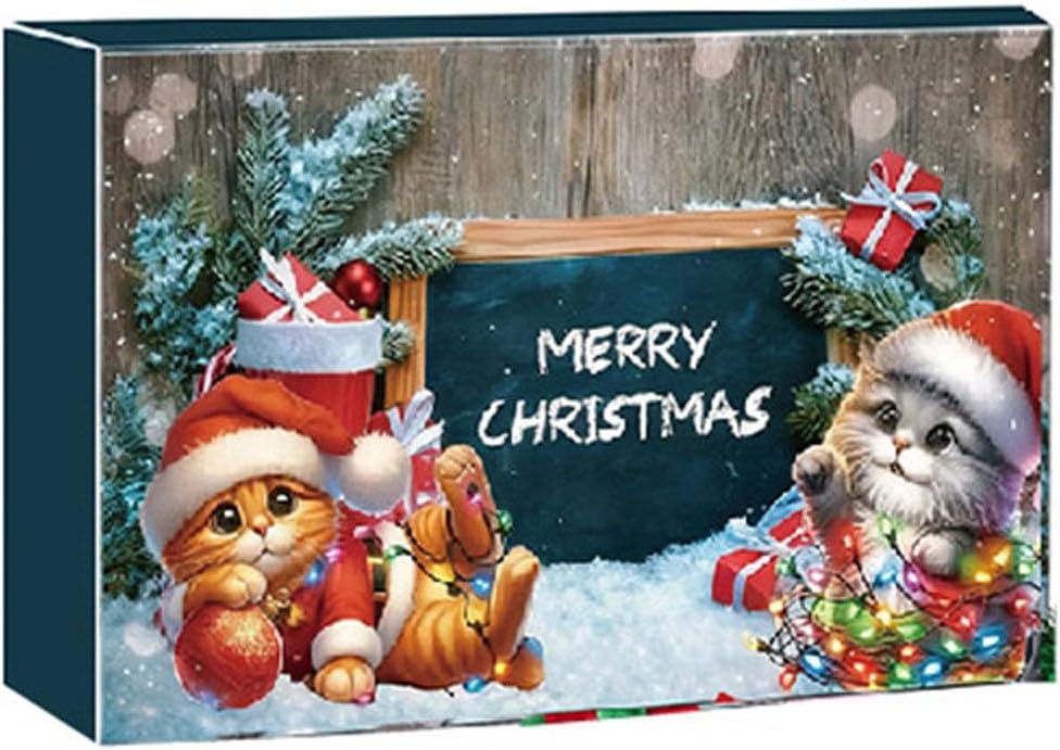Advent Calendar With 24 Toys, A Meowy Christmas Countdown Calendar For Cats & Lovers | Interactive 24-Day Kitten, 9x13 Inch