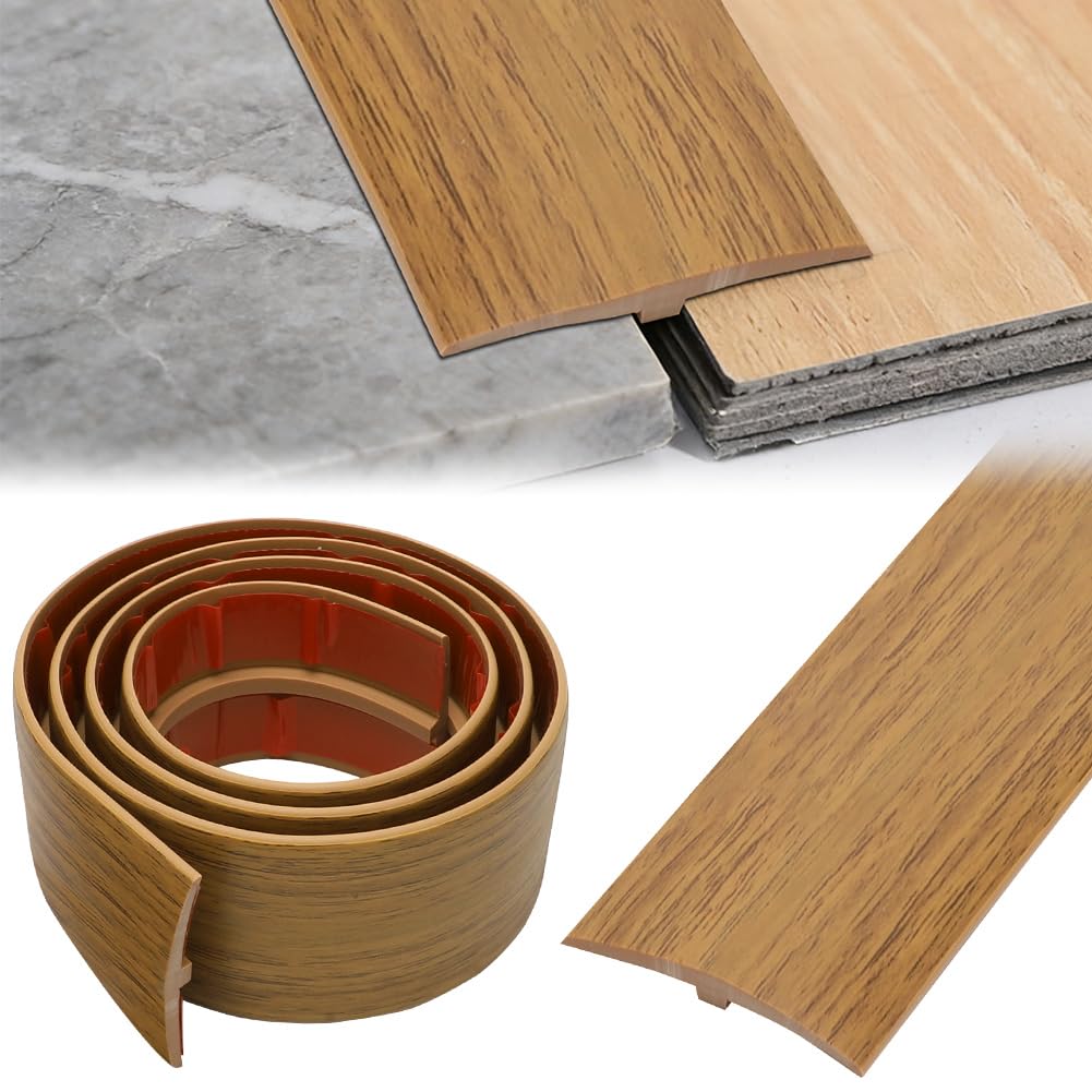Übergangsprofil Selbstklebend, Übergangsleiste Boden, T Profil Übergangsleiste, Boden Höhenausgleich Abdeckleiste für Türschwellen und Verbindungsböden von Laminatdielenfliesen (Helle Eiche, 3M * 5CM)