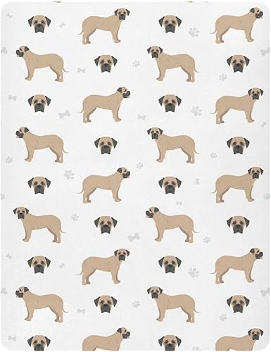 Miniatura 10 de Sábanas de cuna para niños y niñas, diseño de perro británico español, sábanas transpirables para colchón de cuna, suaves y transpirables de 39 x 27