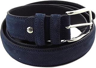 P8975 - Cintura in pelle fatta a mano 'Soleil Du Sud' blu navy - 35 cm.