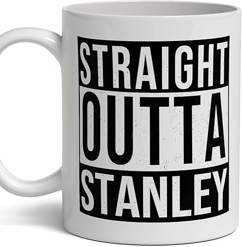 Stanley - Taza de café con signo de apellido directo personalizado, personalizada, 11 onzas.