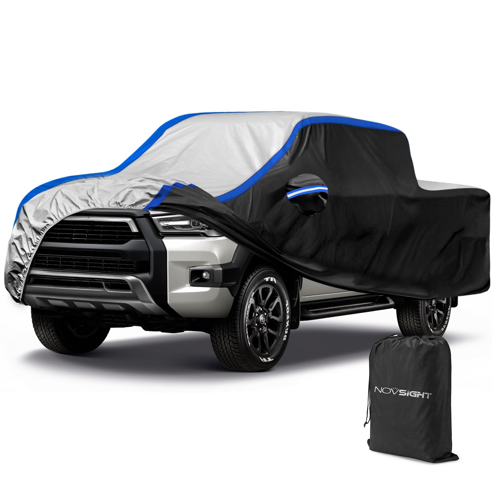 NOVSIGHT Car Cover Truck Cover - Waterproof All Weather Auto Covers Heavy Duty Outdoor Car Cover, 6 Layer Full Truck Covering Heavy Duty Rain Uv Protection for Pickup, Fit up to 232"-242"