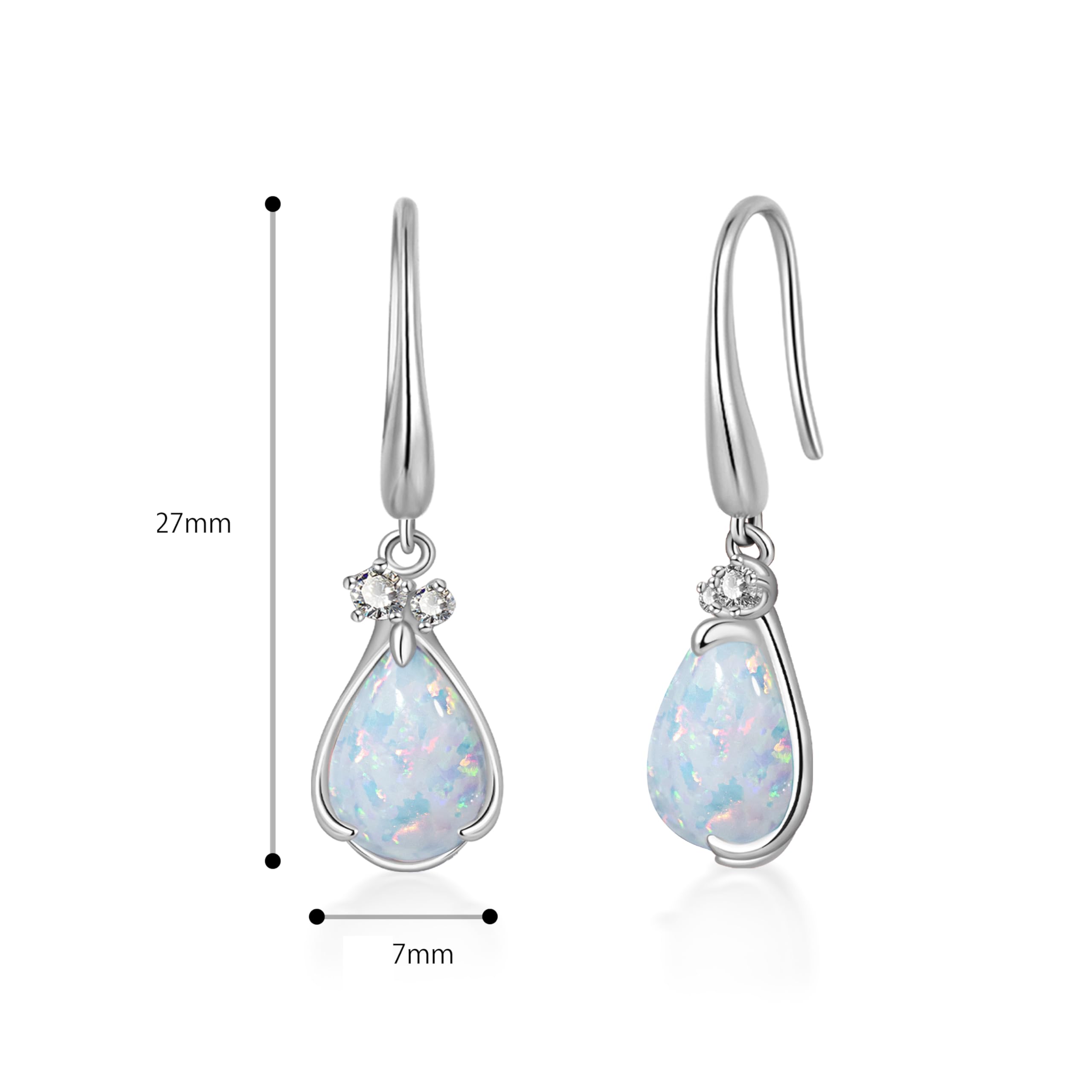 Pendientes de Gancho para Mujer Piedra de Cumpleaños en Forma de Gota con Circonitas Plata 925