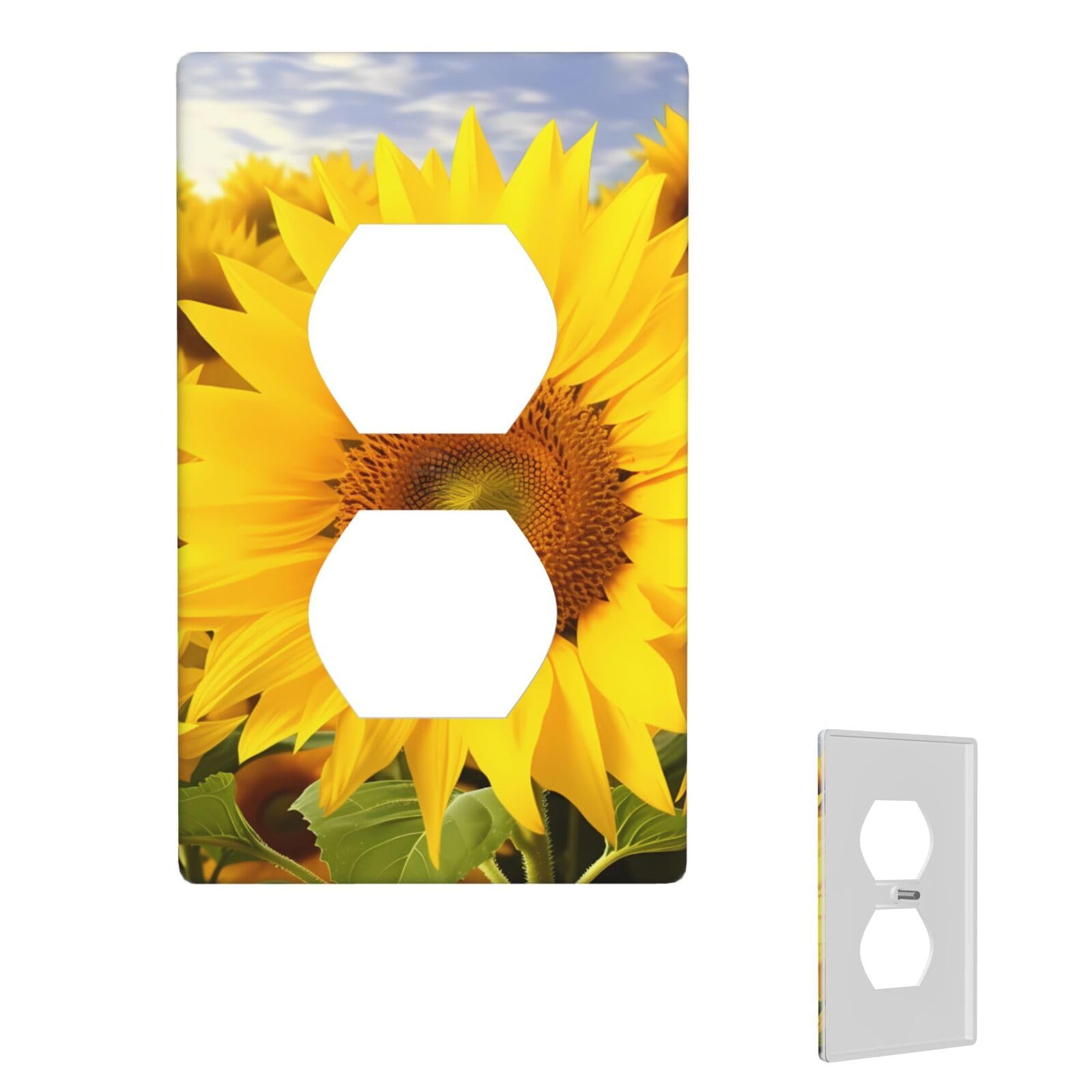1-Gang Decorator Wall Plate Sunflowers Light Switch Cover Single Gang Receptacle Wall Plate Standard Size 4.5" x 2.76" Wallplate Unbreakable Polycarbonate Outlet Faceplates Cover